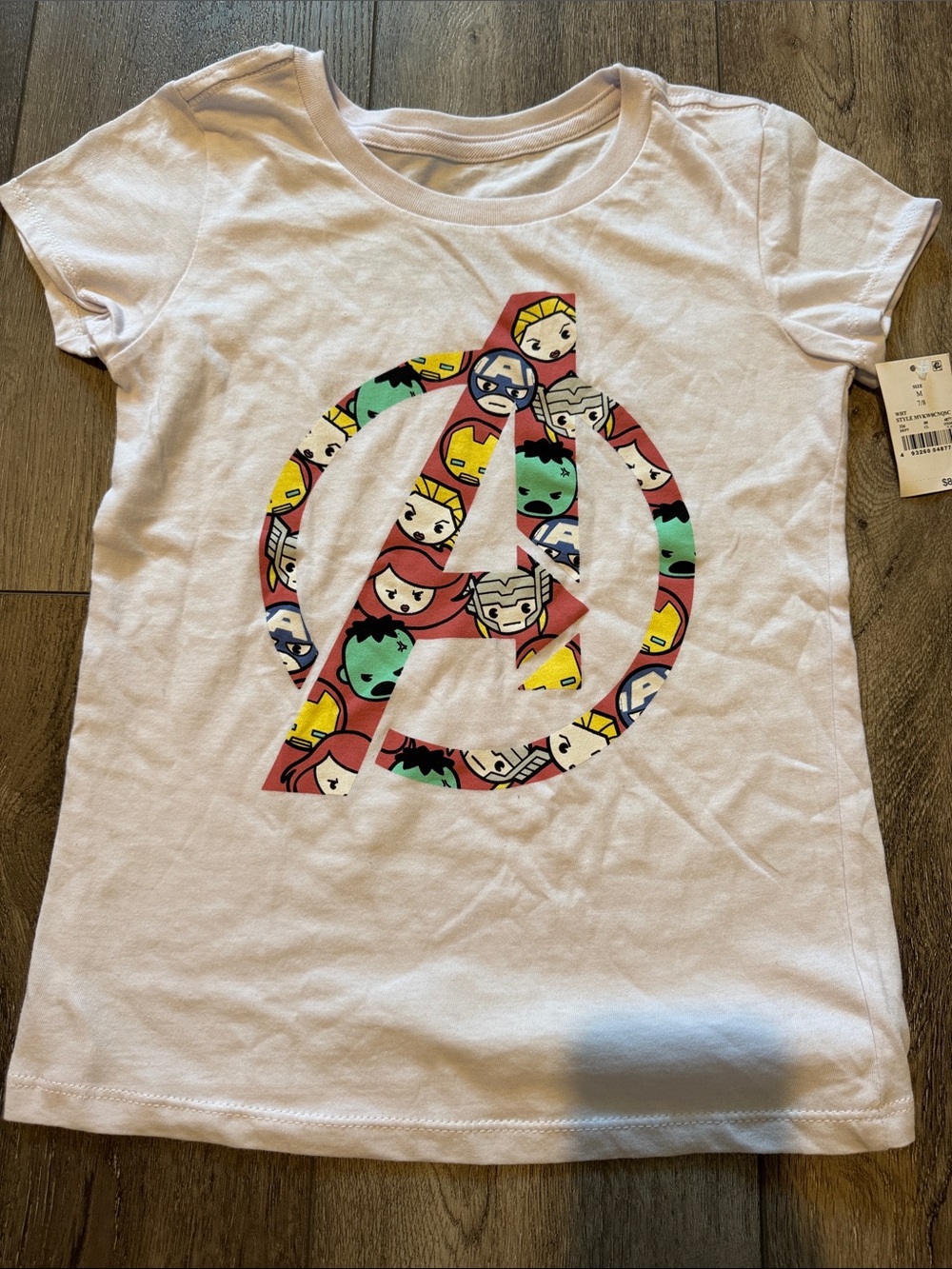 Marvel White Short Sleeve Tee with Colorful Avengers Emblem